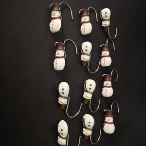 Set of 12 Winter Theme Snowman Shower Curtain Hooks only